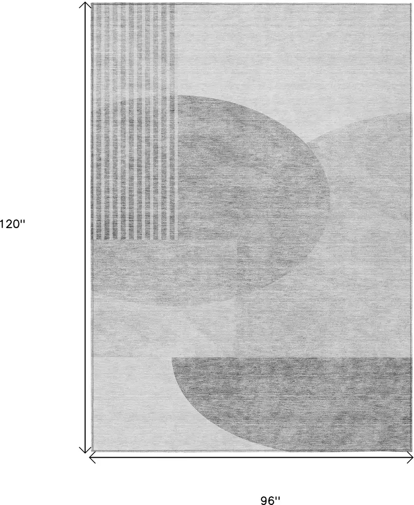 Gray Silver And Ivory Geometric Washable Indoor Outdoor Area Rug Photo 3