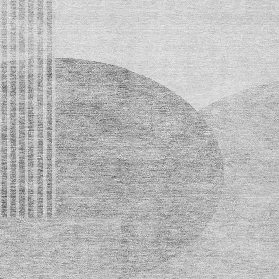 Gray Silver And Ivory Geometric Washable Indoor Outdoor Area Rug Photo 6