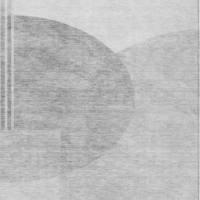 Gray Silver And Ivory Geometric Washable Indoor Outdoor Area Rug Photo 6