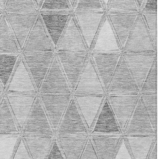 Gray Silver And Ivory Geometric Washable Indoor Outdoor Area Rug Photo 5