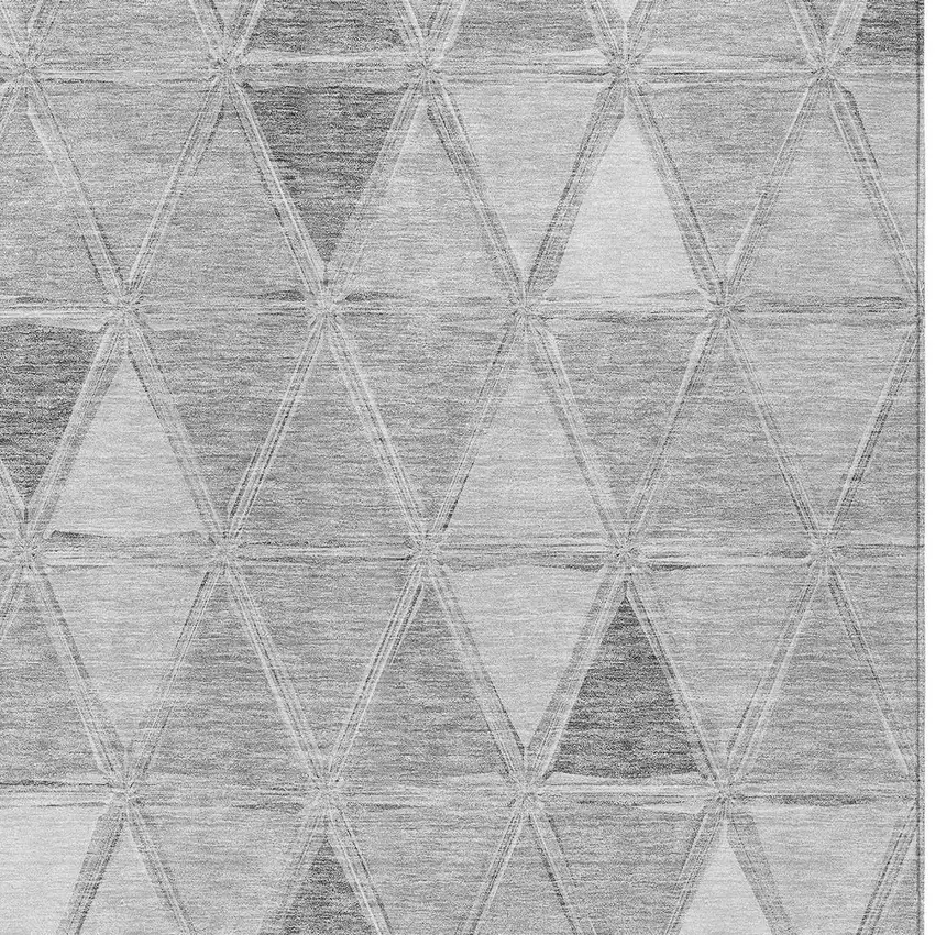Gray Silver And Ivory Geometric Washable Indoor Outdoor Area Rug Photo 5