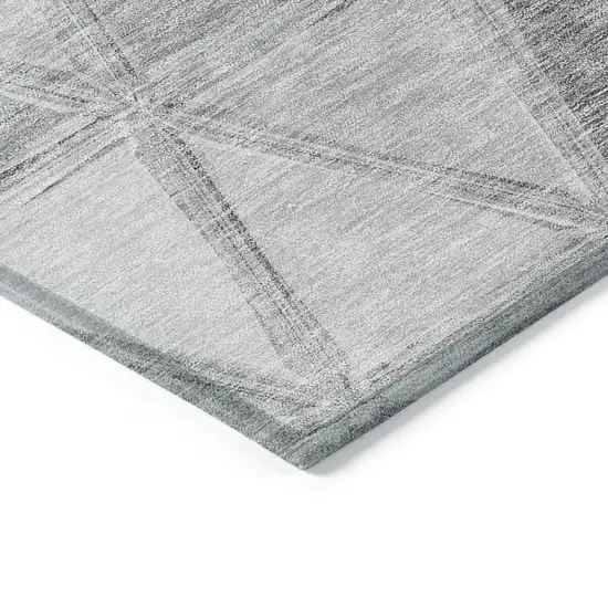 Gray Silver And Ivory Geometric Washable Indoor Outdoor Area Rug Photo 4