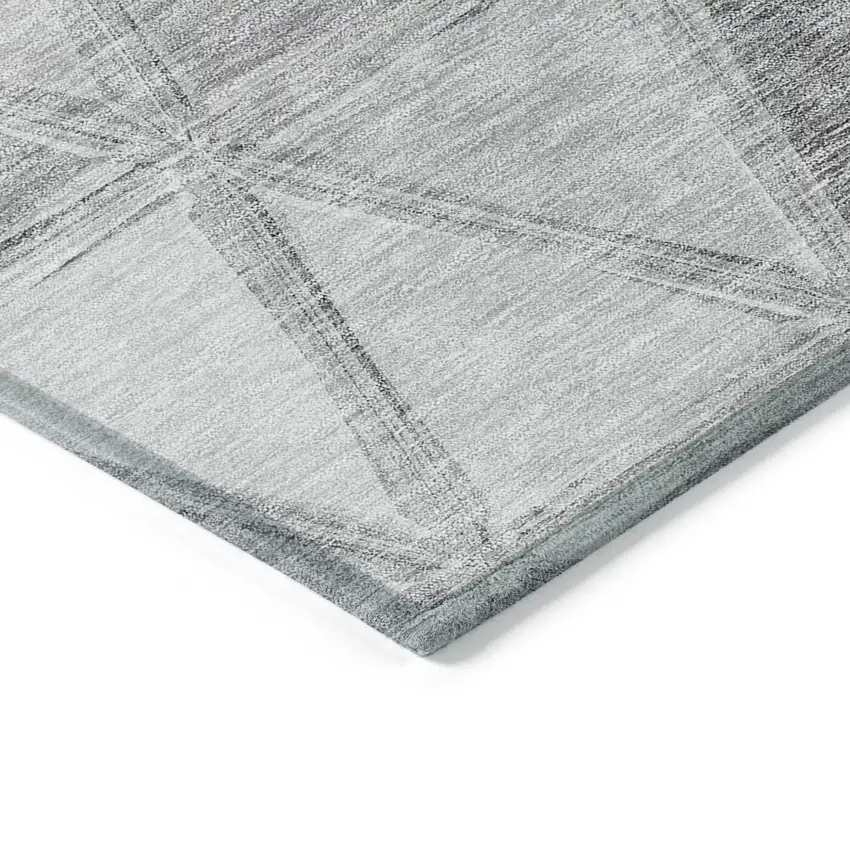 Gray Silver And Ivory Geometric Washable Indoor Outdoor Area Rug Photo 4