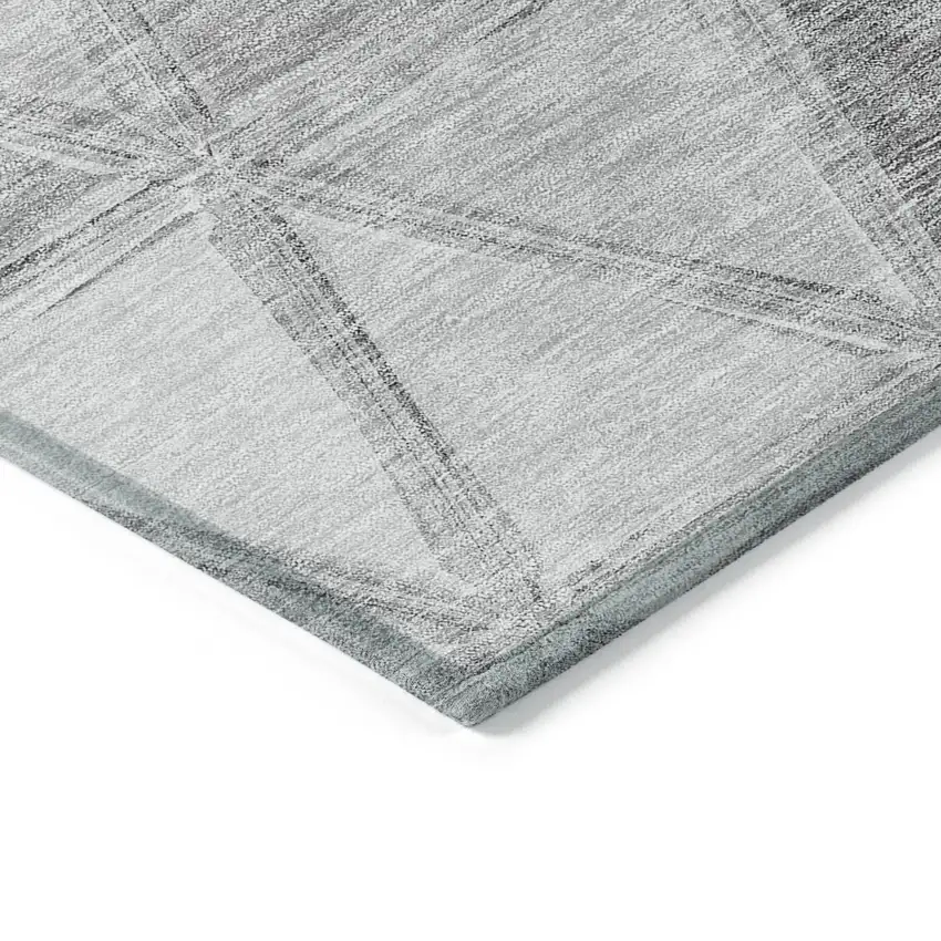Gray Silver And Ivory Geometric Washable Indoor Outdoor Area Rug Photo 4