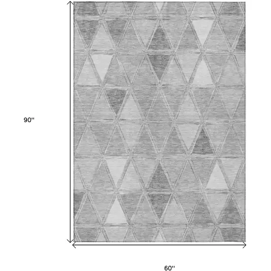 Gray Silver And Ivory Geometric Washable Indoor Outdoor Area Rug Photo 8