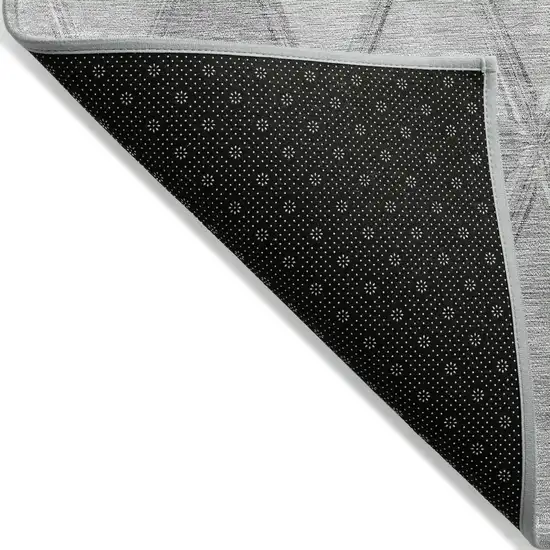 Gray Silver And Ivory Geometric Washable Indoor Outdoor Area Rug Photo 3