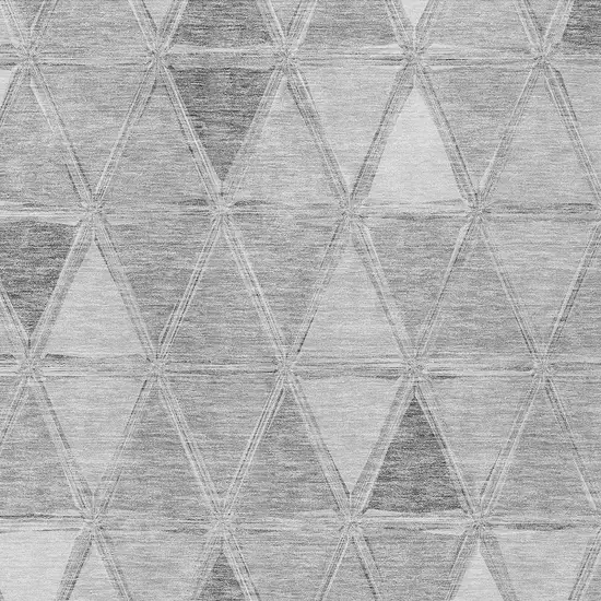 Gray Silver And Ivory Geometric Washable Indoor Outdoor Area Rug Photo 5