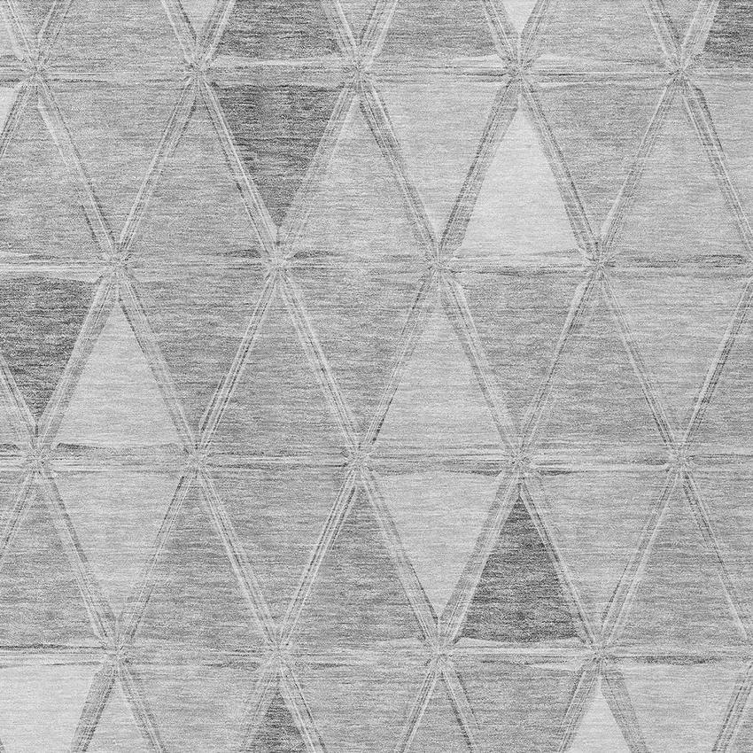 Gray Silver And Ivory Geometric Washable Indoor Outdoor Area Rug Photo 5