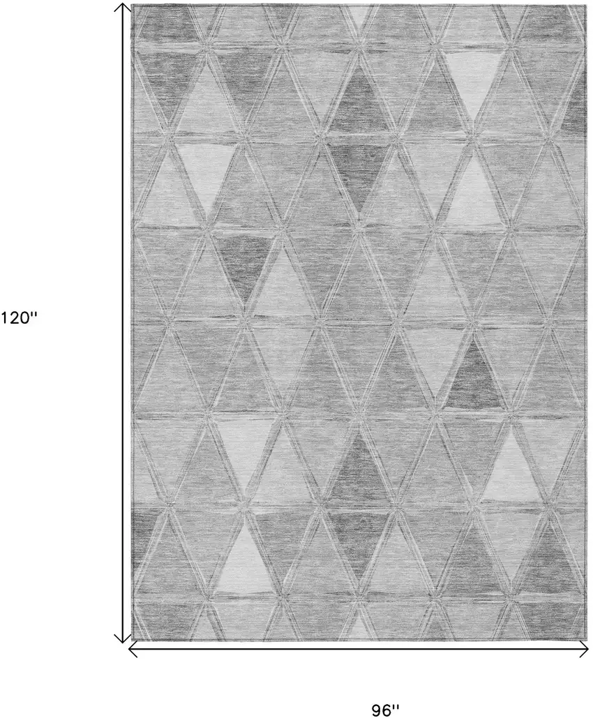 Gray Silver And Ivory Geometric Washable Indoor Outdoor Area Rug Photo 8