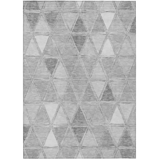 Gray Silver And Ivory Geometric Washable Indoor Outdoor Area Rug Photo 1