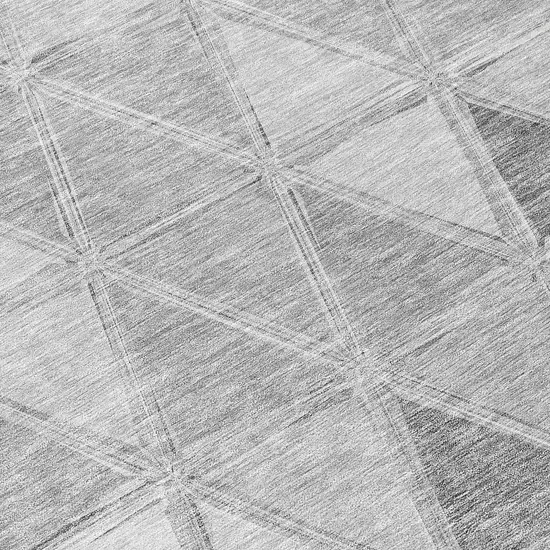 Gray Silver And Ivory Geometric Washable Indoor Outdoor Area Rug Photo 4
