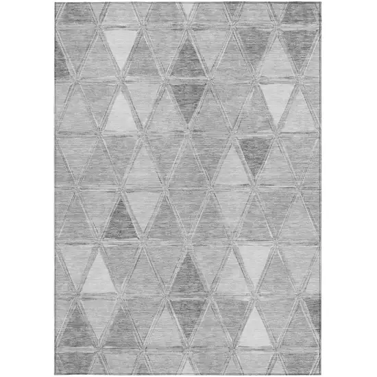 Gray Silver And Ivory Geometric Washable Indoor Outdoor Area Rug Photo 6