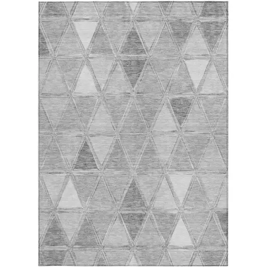 Gray Silver And Ivory Geometric Washable Indoor Outdoor Area Rug Photo 6