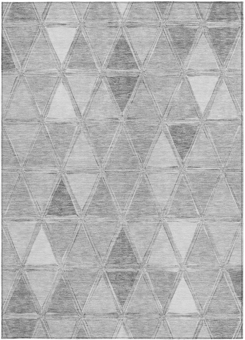 Gray Silver And Ivory Geometric Washable Indoor Outdoor Area Rug Photo 6