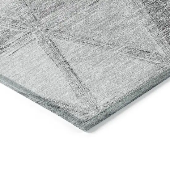 Gray Silver And Ivory Geometric Washable Indoor Outdoor Area Rug Photo 3