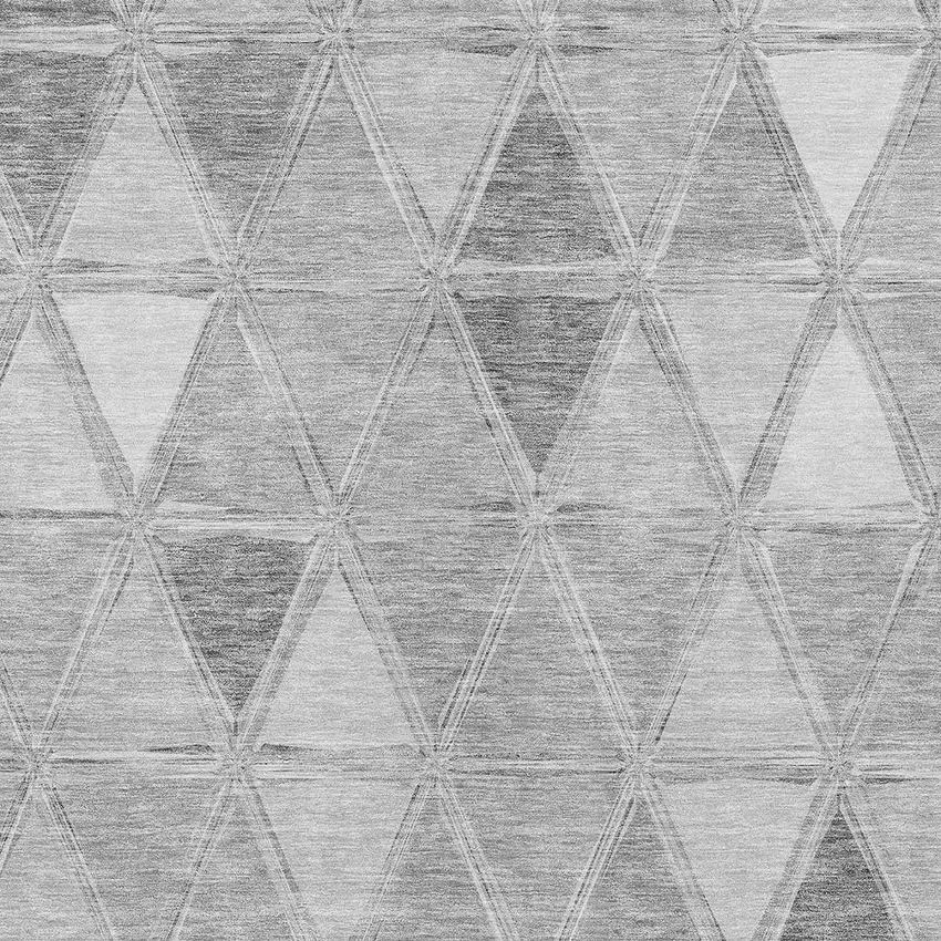Gray Silver And Ivory Geometric Washable Indoor Outdoor Area Rug Photo 5