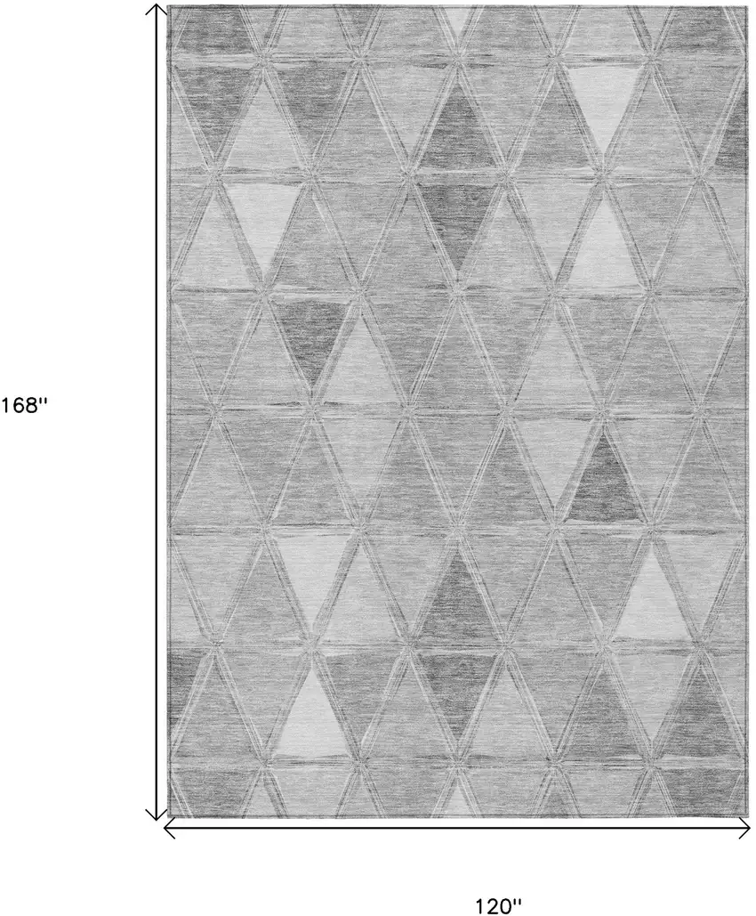 Gray Silver And Ivory Geometric Washable Indoor Outdoor Area Rug Photo 8