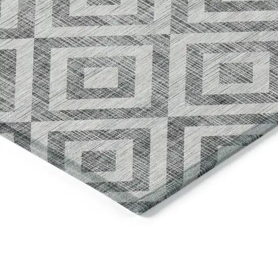Gray Silver And Ivory Geometric Washable Indoor Outdoor Area Rug Photo 3