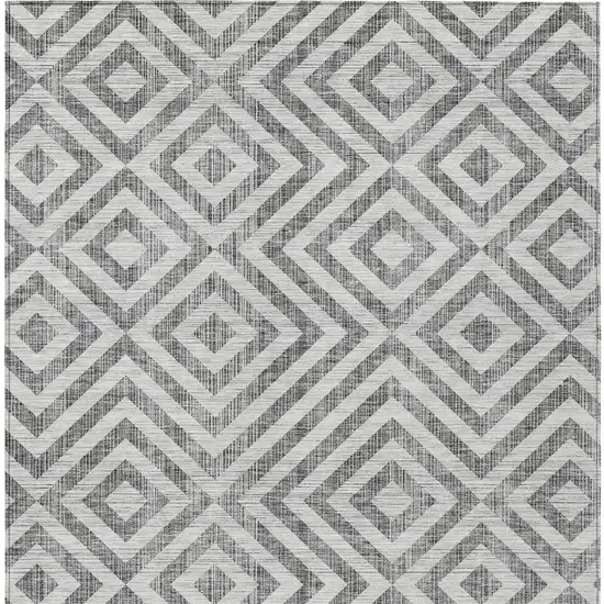 Gray Silver And Ivory Geometric Washable Indoor Outdoor Area Rug Photo 5