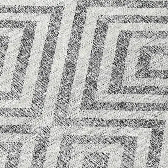Gray Silver And Ivory Geometric Washable Indoor Outdoor Area Rug Photo 4