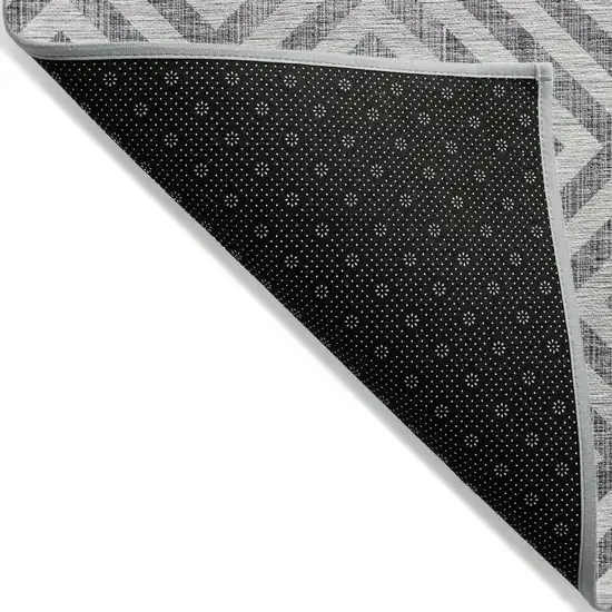 Gray Silver And Ivory Geometric Washable Indoor Outdoor Area Rug Photo 2