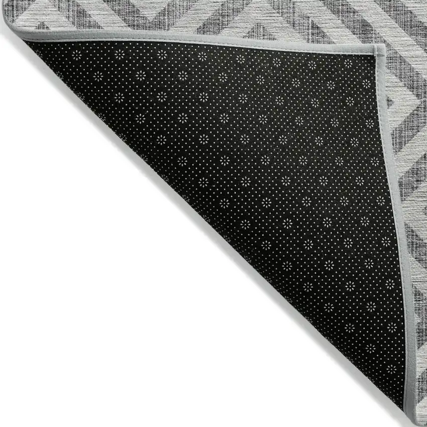 Gray Silver And Ivory Geometric Washable Indoor Outdoor Area Rug Photo 2