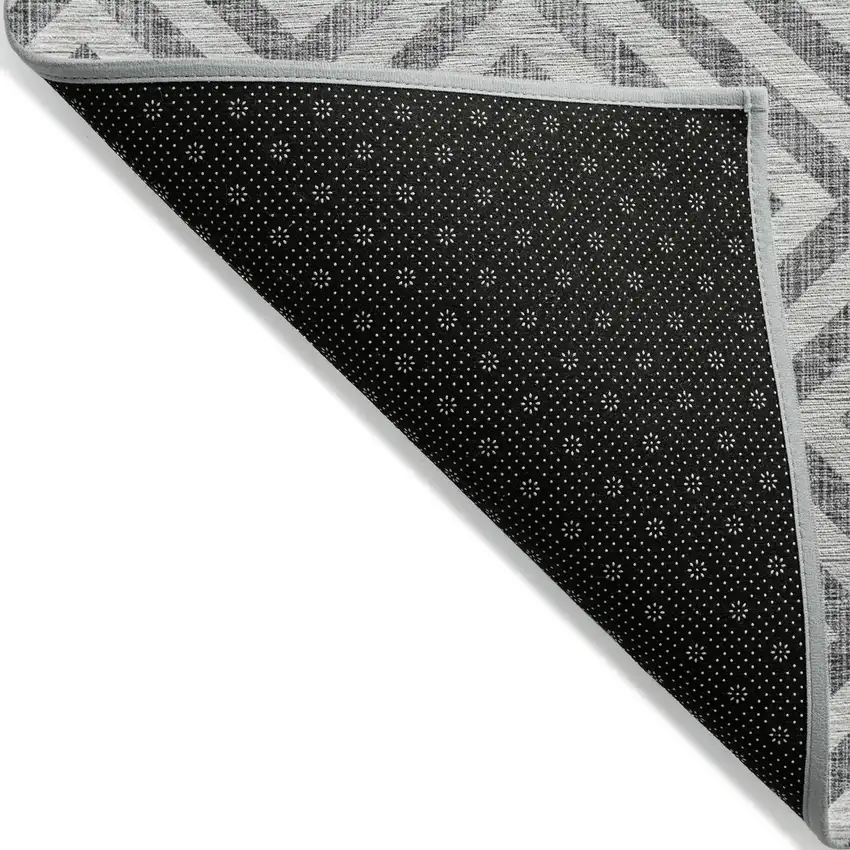 Gray Silver And Ivory Geometric Washable Indoor Outdoor Area Rug Photo 2