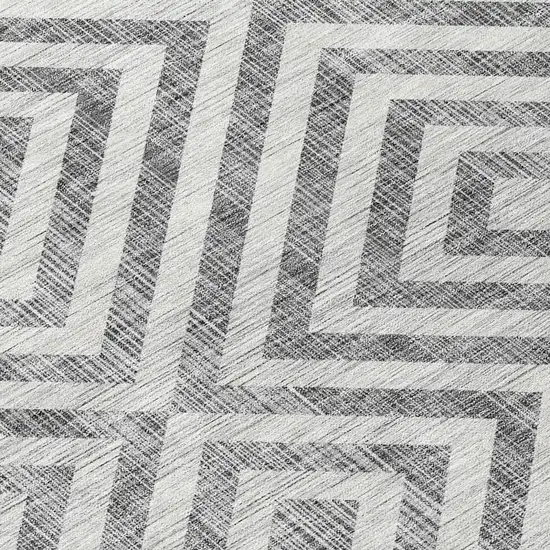 Gray Silver And Ivory Geometric Washable Indoor Outdoor Area Rug Photo 4