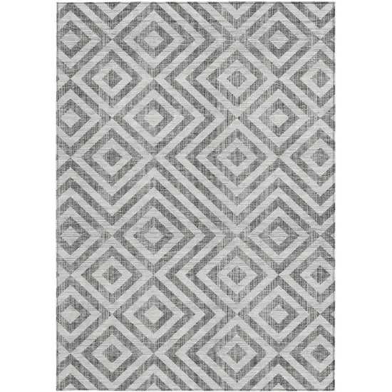 Gray Silver And Ivory Geometric Washable Indoor Outdoor Area Rug Photo 7