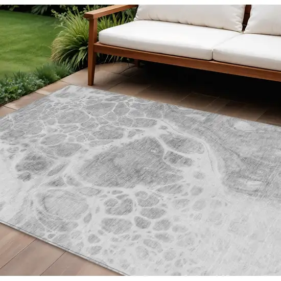 Gray Silver And Ivory Nautical Washable Indoor Outdoor Area Rug Photo 1