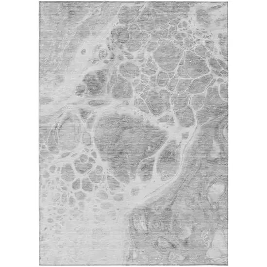 Gray Silver And Ivory Nautical Washable Indoor Outdoor Area Rug Photo 2