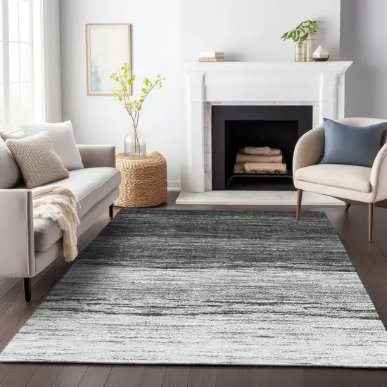Gray Silver And Ivory Ombre Washable Indoor Outdoor Area Rug Photo 8