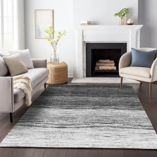 Gray Silver And Ivory Ombre Washable Indoor Outdoor Area Rug Photo 8