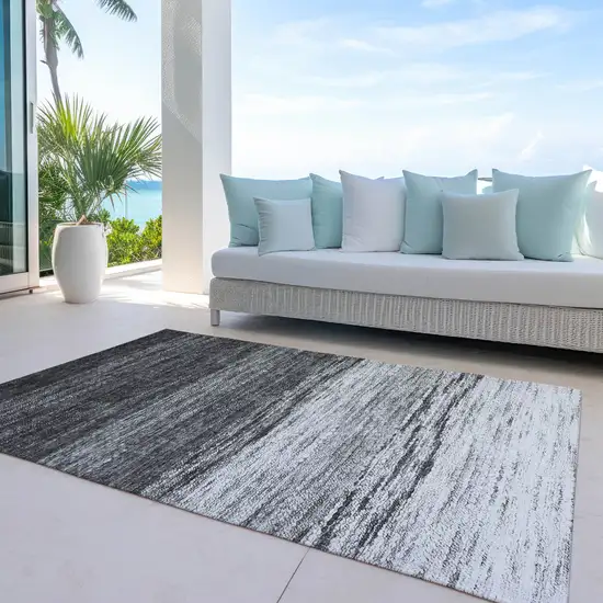 Gray Silver And Ivory Ombre Washable Indoor Outdoor Area Rug Photo 8