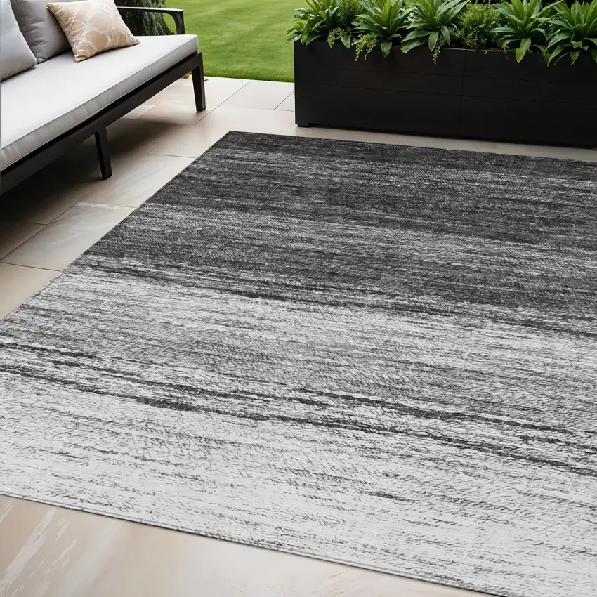 Gray Silver And Ivory Ombre Washable Indoor Outdoor Area Rug Photo 1