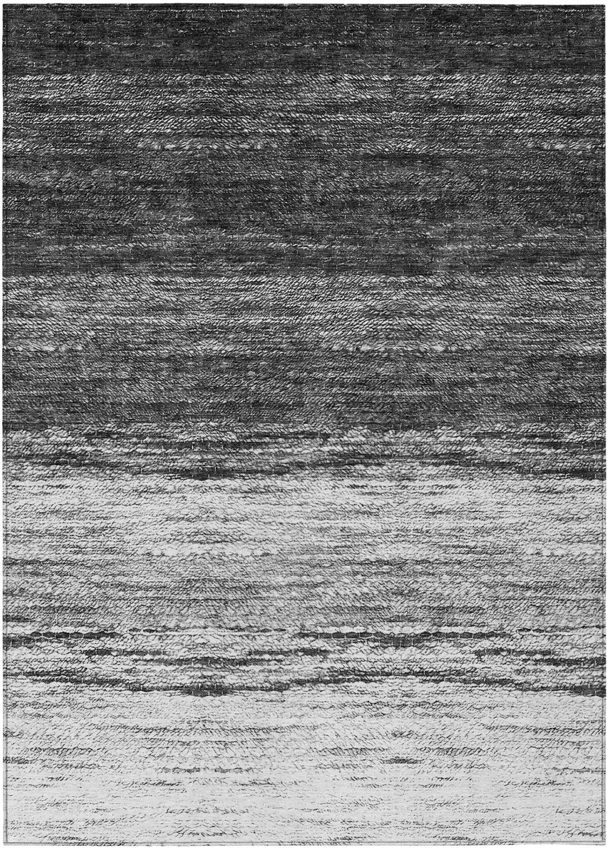 Gray Silver And Ivory Ombre Washable Indoor Outdoor Area Rug Photo 2