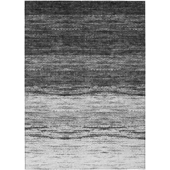 Gray Silver And Ivory Ombre Washable Indoor Outdoor Area Rug Photo 2