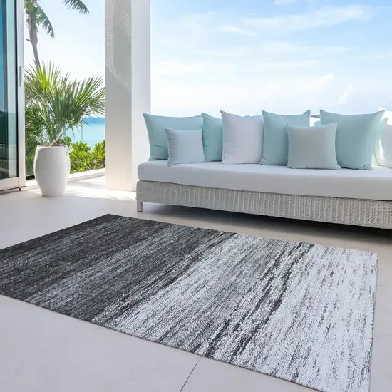Gray Silver And Ivory Ombre Washable Indoor Outdoor Area Rug Photo 8