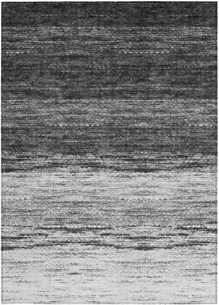 Gray Silver And Ivory Ombre Washable Indoor Outdoor Area Rug Photo 7