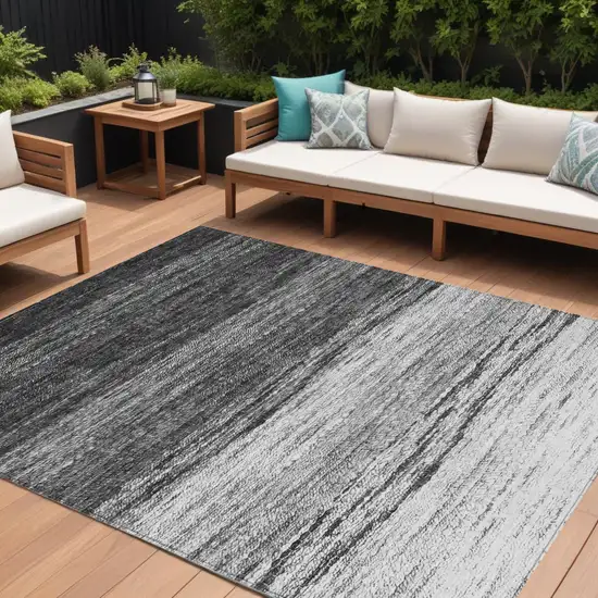 Gray Silver And Ivory Ombre Washable Indoor Outdoor Area Rug Photo 1
