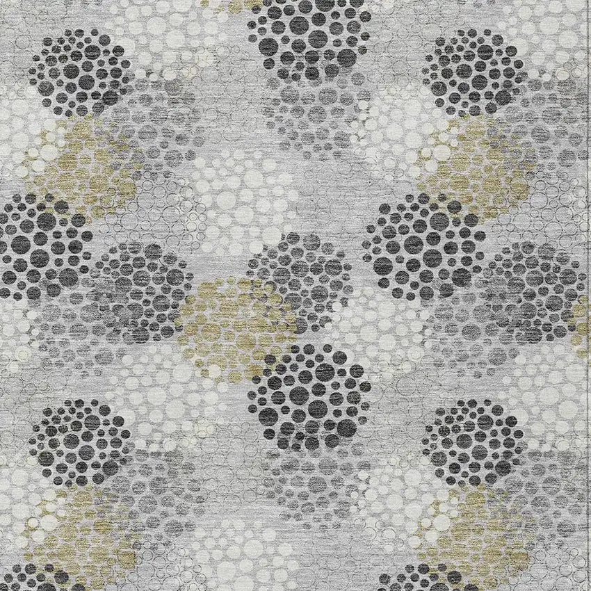 Gray Silver And Ivory Polka Dot Washable Indoor Outdoor Area Rug Photo 6