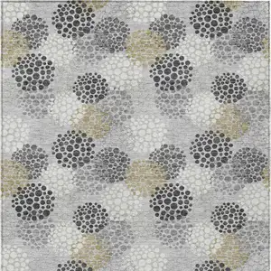 Photo of Gray Silver And Ivory Polka Dot Washable Indoor Outdoor Area Rug