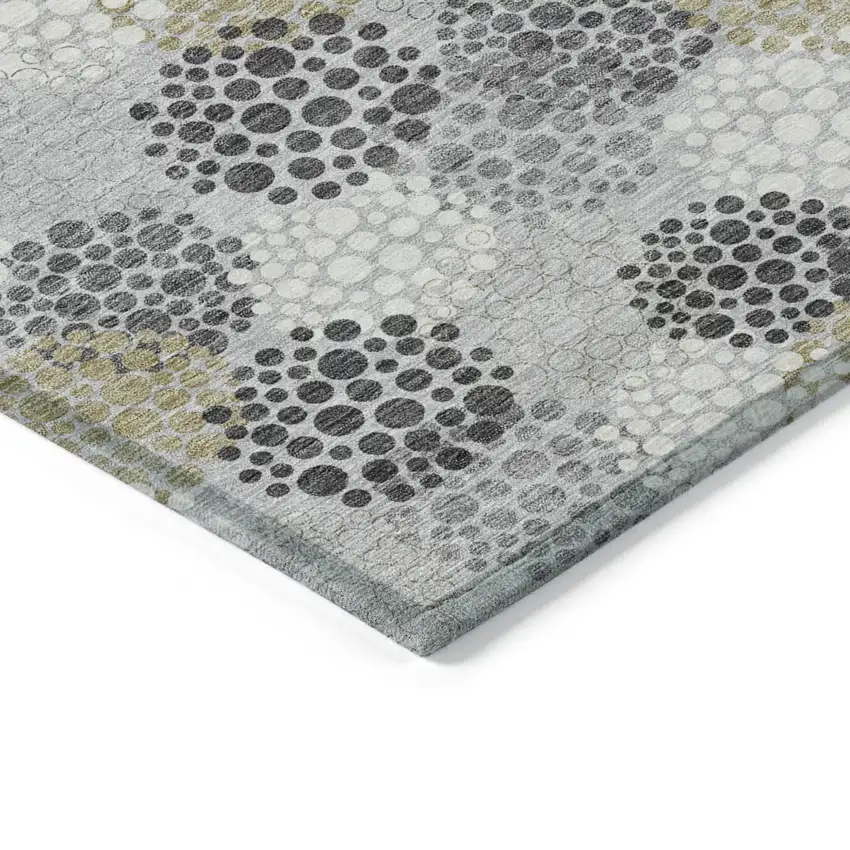 Gray Silver And Ivory Polka Dot Washable Indoor Outdoor Area Rug Photo 5