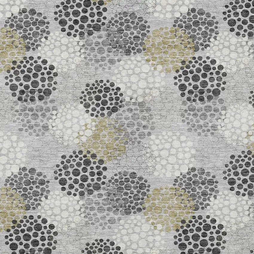 Gray Silver And Ivory Polka Dot Washable Indoor Outdoor Area Rug Photo 6