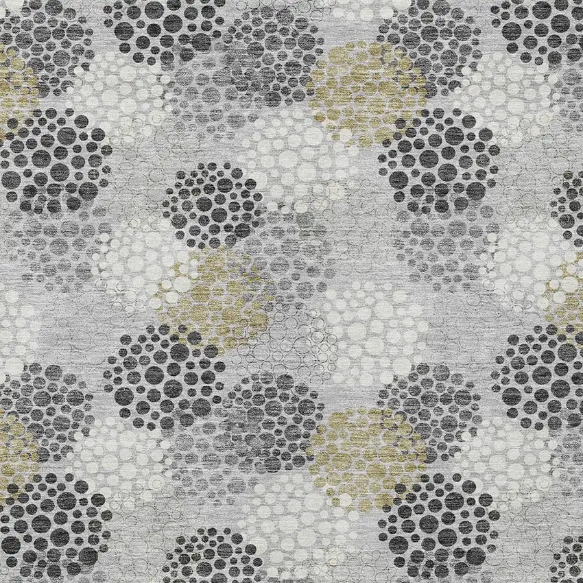 Gray Silver And Ivory Polka Dot Washable Indoor Outdoor Area Rug Photo 6