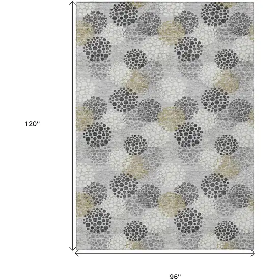 Gray Silver And Ivory Polka Dot Washable Indoor Outdoor Area Rug Photo 3