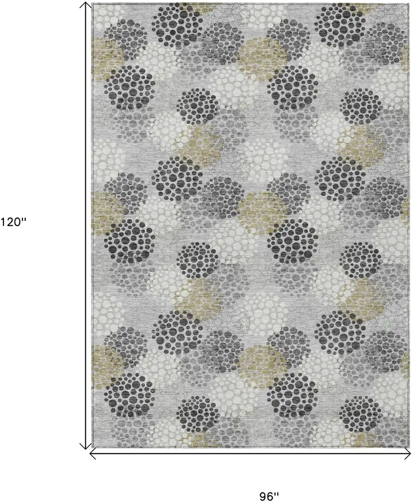 Gray Silver And Ivory Polka Dot Washable Indoor Outdoor Area Rug Photo 3