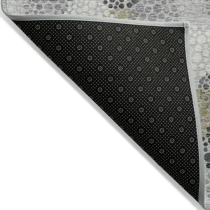 Gray Silver And Ivory Polka Dot Washable Indoor Outdoor Area Rug Photo 4