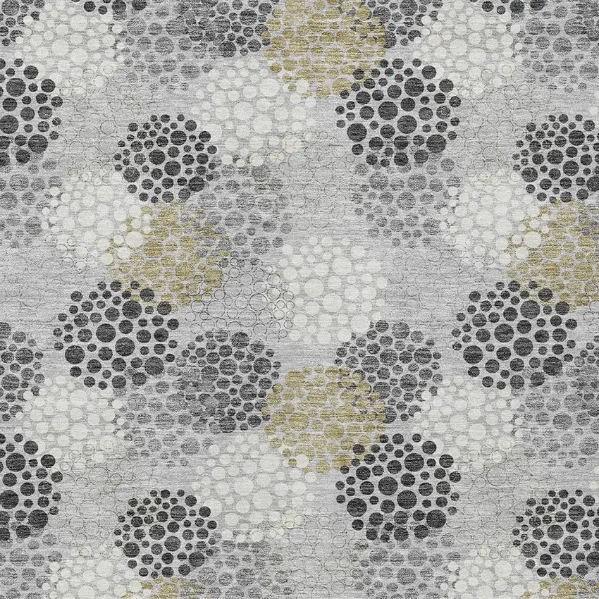 Gray Silver And Ivory Polka Dot Washable Indoor Outdoor Area Rug Photo 6