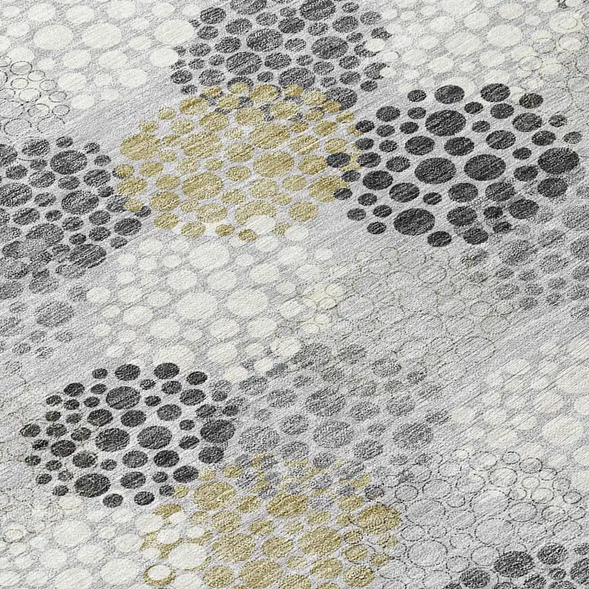 Gray Silver And Ivory Polka Dot Washable Indoor Outdoor Area Rug Photo 7